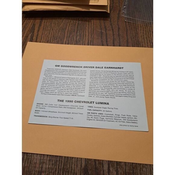 1990 Dale Earnhardt 6x9 Driver Card Daytona No. 3 Goodwrench NASCAR Racing - Picture 5 of 5